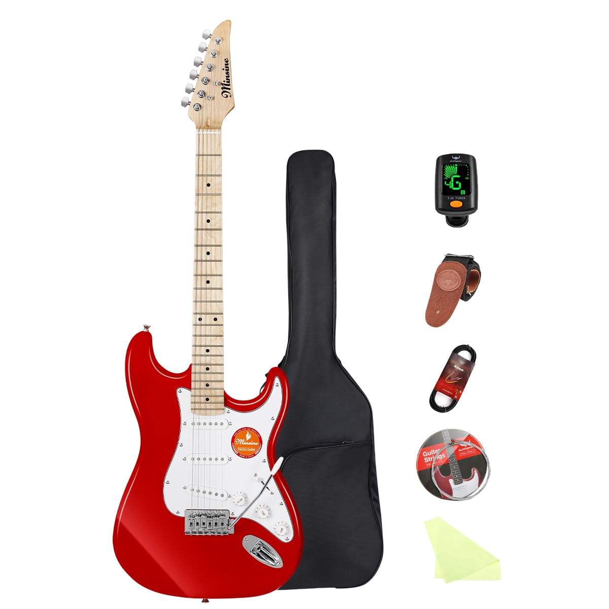 Bullfighter Electric Guitar Beginner Set for and Adults Includes and Strap ST Electric Guitar MS100 Boys, Girls, Students, - Strings, Picks, Case, -