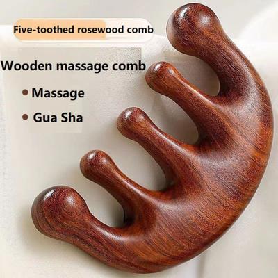 Sandalwood Scalp Massage Comb Multi-functional Meridian Comb Wooden Wide Tooth Face Head Body Massager Guasha Scrubber Tool