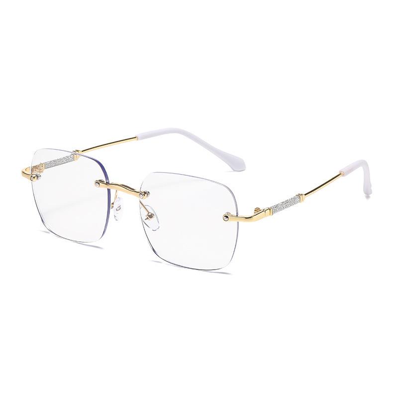 [Photosensitive discoloration] Ultra-light frameless trimmed glasses women's anti-blue light pure desire finished myopia with degree flat mirror