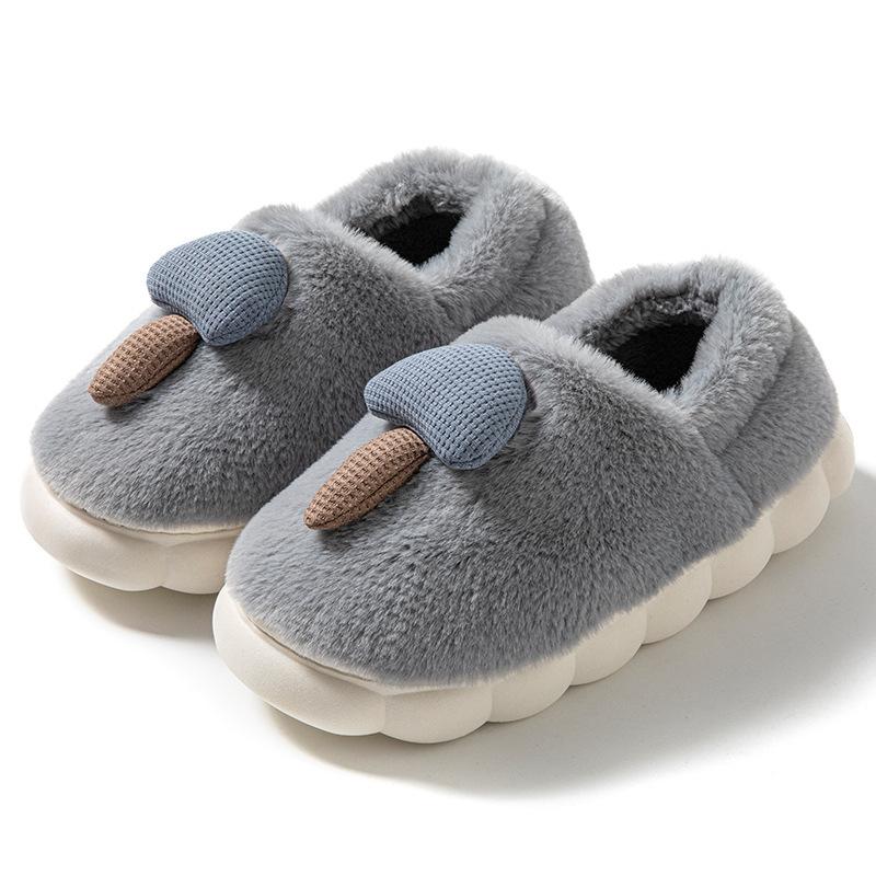 Cotton slippers autumn and winter home bag heel cartoon cotton mop warm velvet shoes platform couple hair slippers