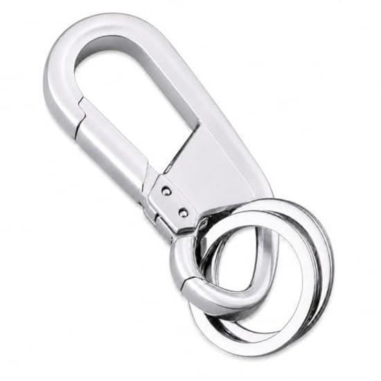 Rockyu Keychain Men Women Car Key Ring Rust-resistant Zinc Alloy Double Design Simple Stylish Business Gift Present
