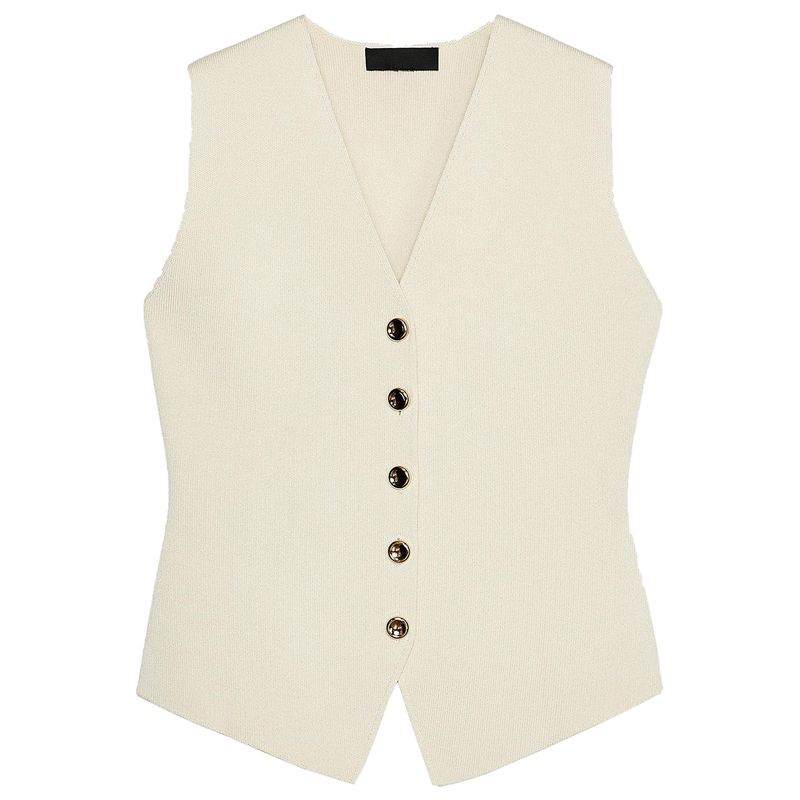 Zaprha 2025 Summer New Simple and Versatile Plain Stitch V-neck Sleeveless Vest-Style Top Vest 4192003