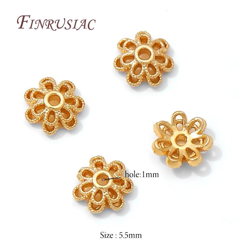 18K Gold Plated Bead End Caps For Jewelry Making,Spacer Bead Caps DIY Accessories,Round Bead Caps For Bracelets Making Findings