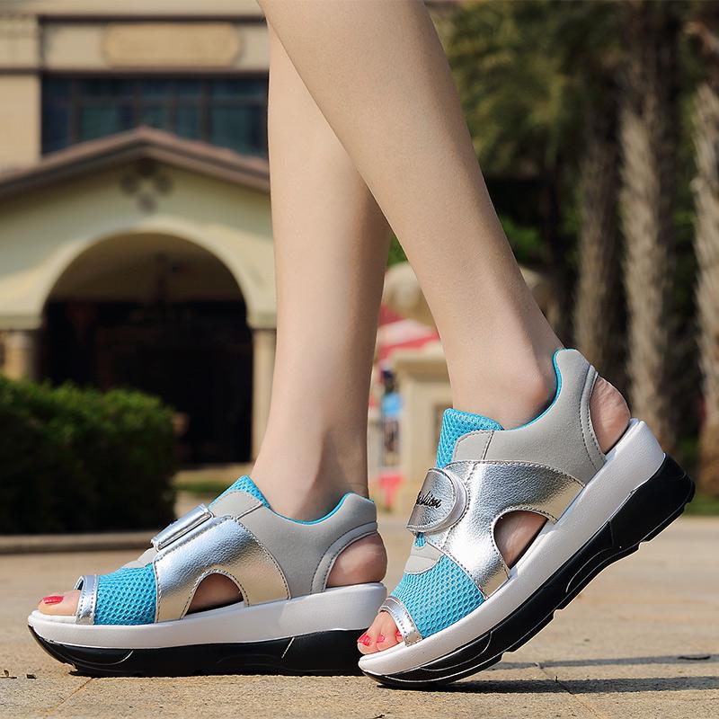 Women's Open-Toe Sneaker Sandals – Lace-Up Platform Muffin Sandals For Summer Casual Wear