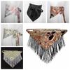 Fascia Triangolare Etnica Stile Cinese Stampa Ricamata Frangia Floreale Cintura Triangolare Decorazione Jeans Accessori Abbigliamento
