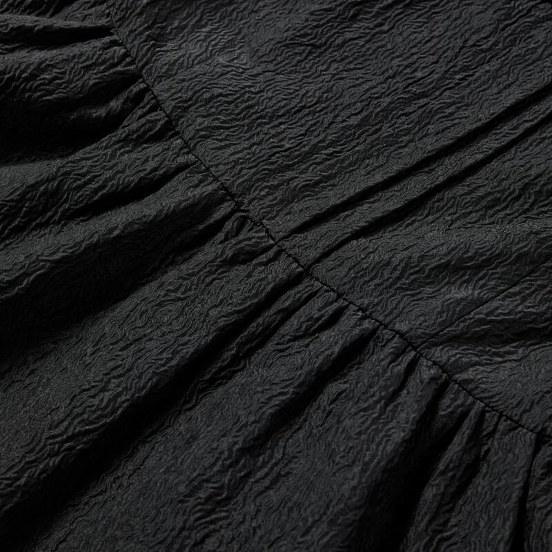 LEDIN Textured Contrast Collar Mini Dress