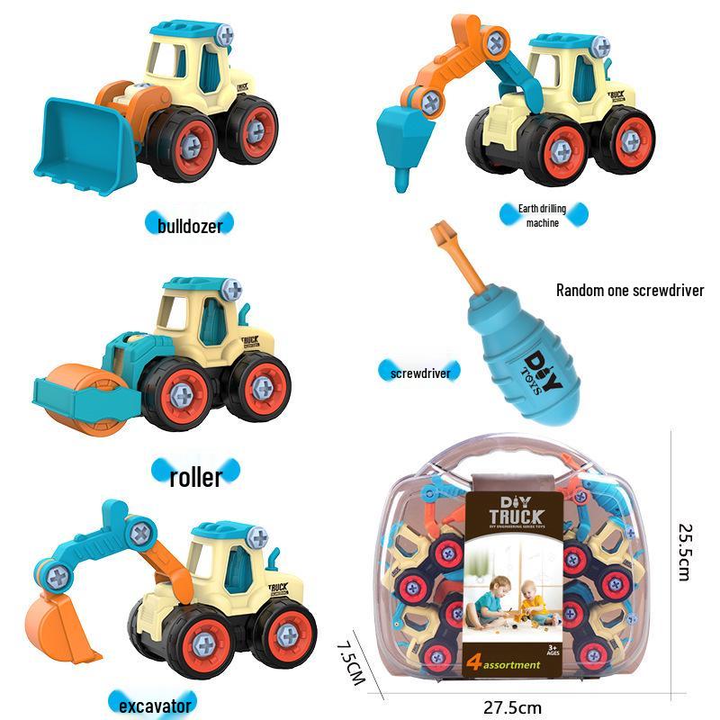 Children's Engineering Excavator Toy Set with Detachable Parts