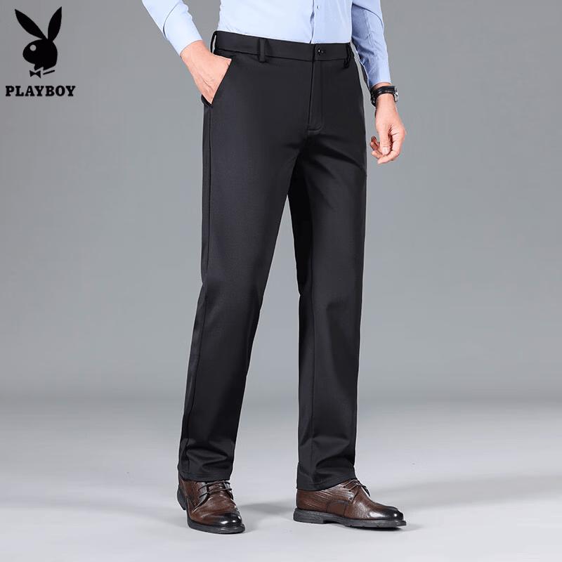 

PLAYBOY Men s Lightweight Business Casual Straight-Leg Pants 33
