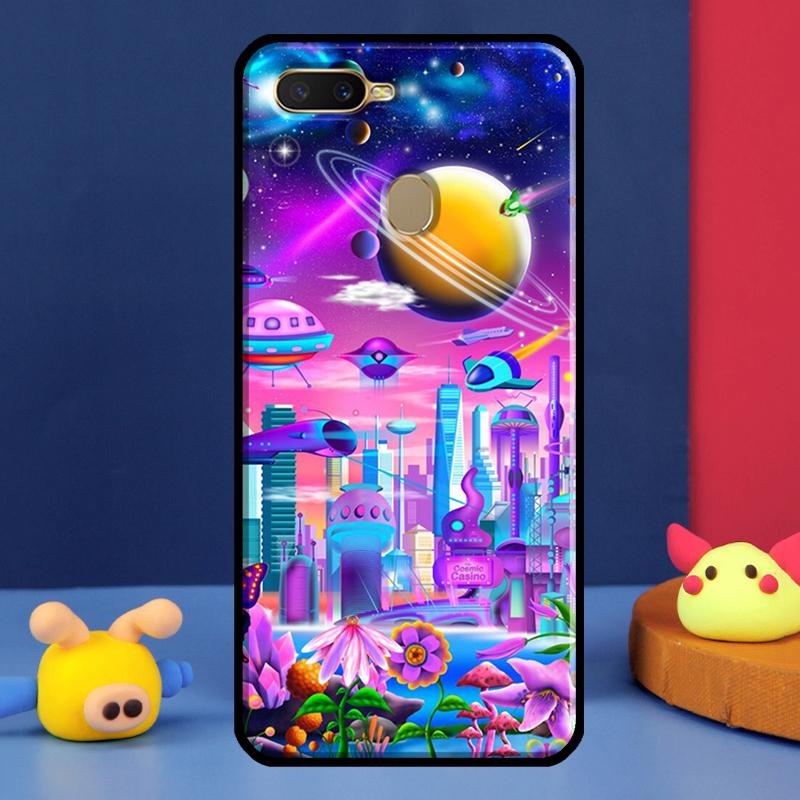 Moon Stars Space Case For Oppo A98 A78 A58 A15 A16 A17 A5 A9 A91 A52 A72 A76 A96 A74 A94 A54 S A57 A77 Cover