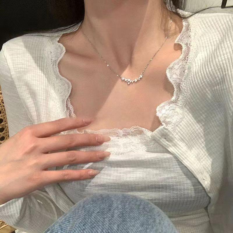 New pearl necklace women s light luxury niche versatile sweater collarbone chain premium love butterfly pendant