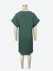 European & American Women's V-neck Solid Color Pullover Dress - 2023 Casual Fashion, Button Detail.