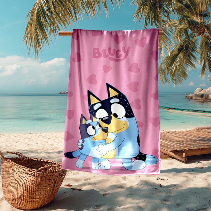 Ultra-Soft Beach Towel with Bluey Theme,Ideal for Pool - Camping, Diving - Perfect Travel Essential, Vibrant Beach Towel.