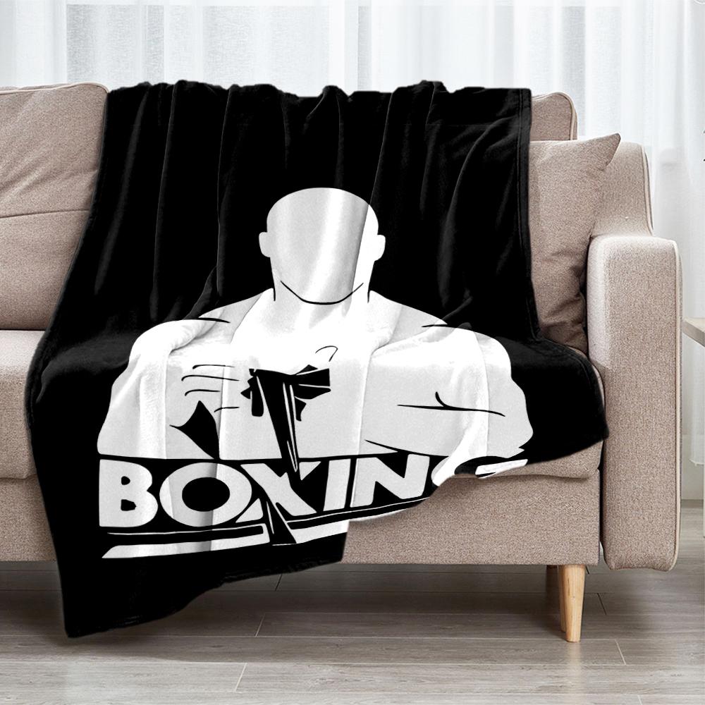 Boxing Theme Printed Blanket - Perfect for Couch, Bed, Travel & Outdoor Use | Machine Washable, Cozy & Durable.