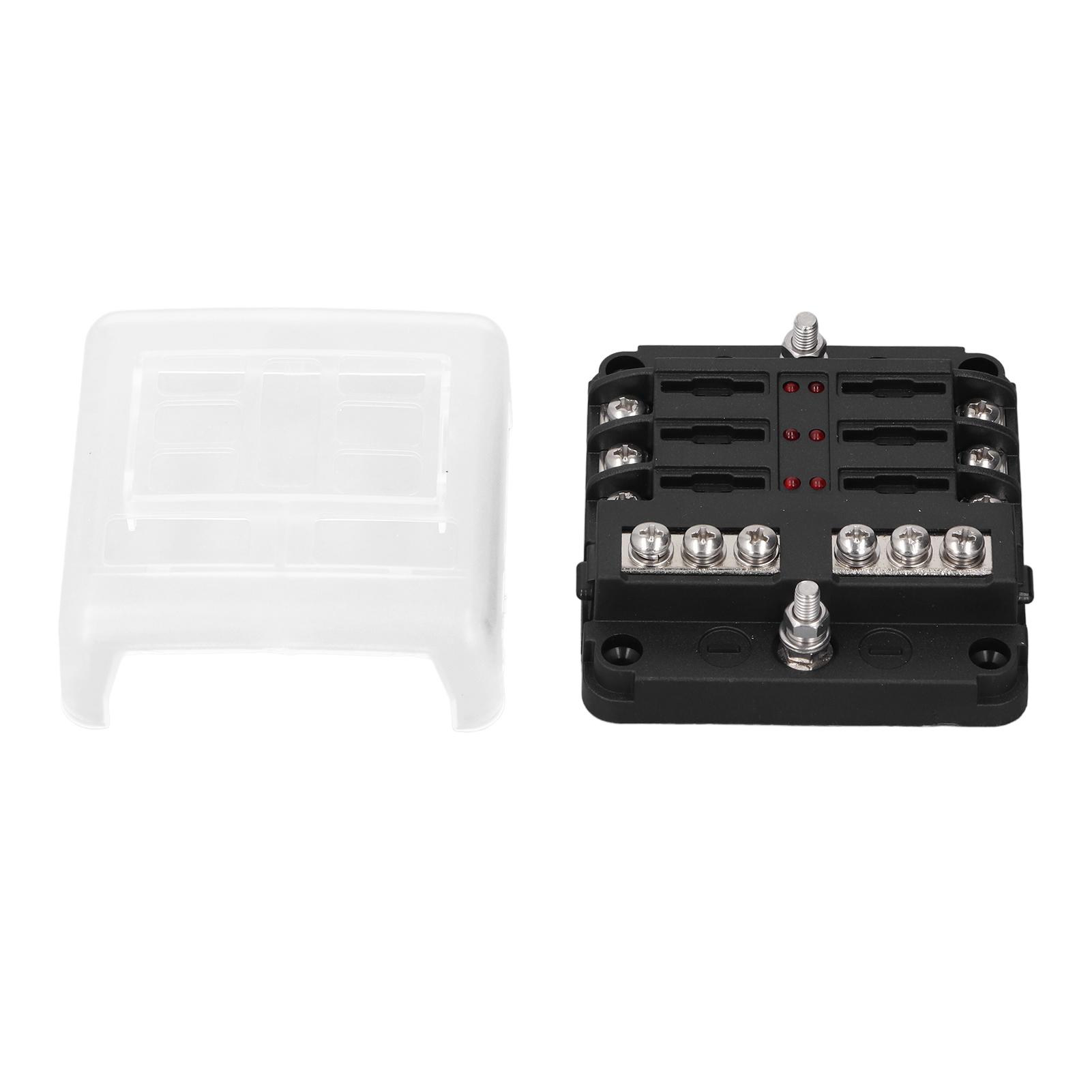 

Блок предохранителей на 6 контактов со светодиодным индикатором, водонепроницаемой крышкой, панель предохранителей с отрицательной шиной для DC12V 24V