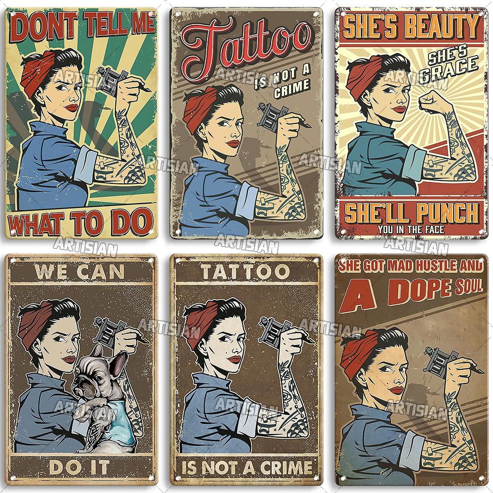 Artisian Tattoo Retro Metal Poster Job Tin Plaque Hobby Decorative Plate Wall Decor Garage Bar Pub Club Hotel Cafe Kitchen Home