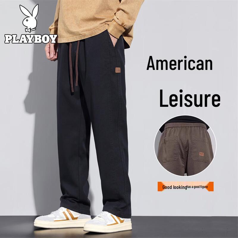 Playboy Men s Tencel Lyocell Straight Loose Casual Trousers 3XL