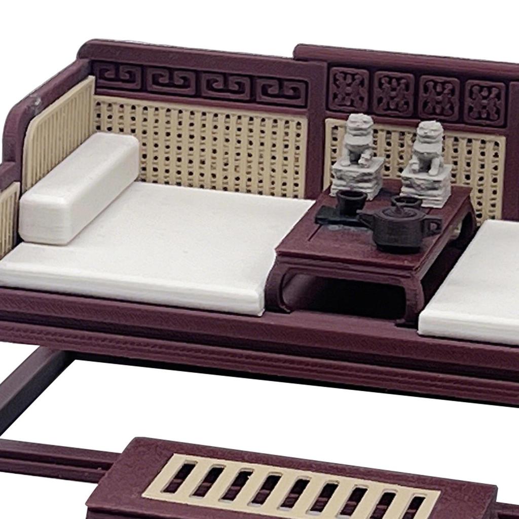 Miniatur Chinesisches Bett Modell Puppenhaus Möbel 1:12 Maßstab Dekorative Mini-Zubehör Szene Dekor