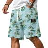 Men Casual Corduroy Drawstring Shorts Hawaiian Style Lightweight Breathable Beachwear with Pockets Comfortable Fit