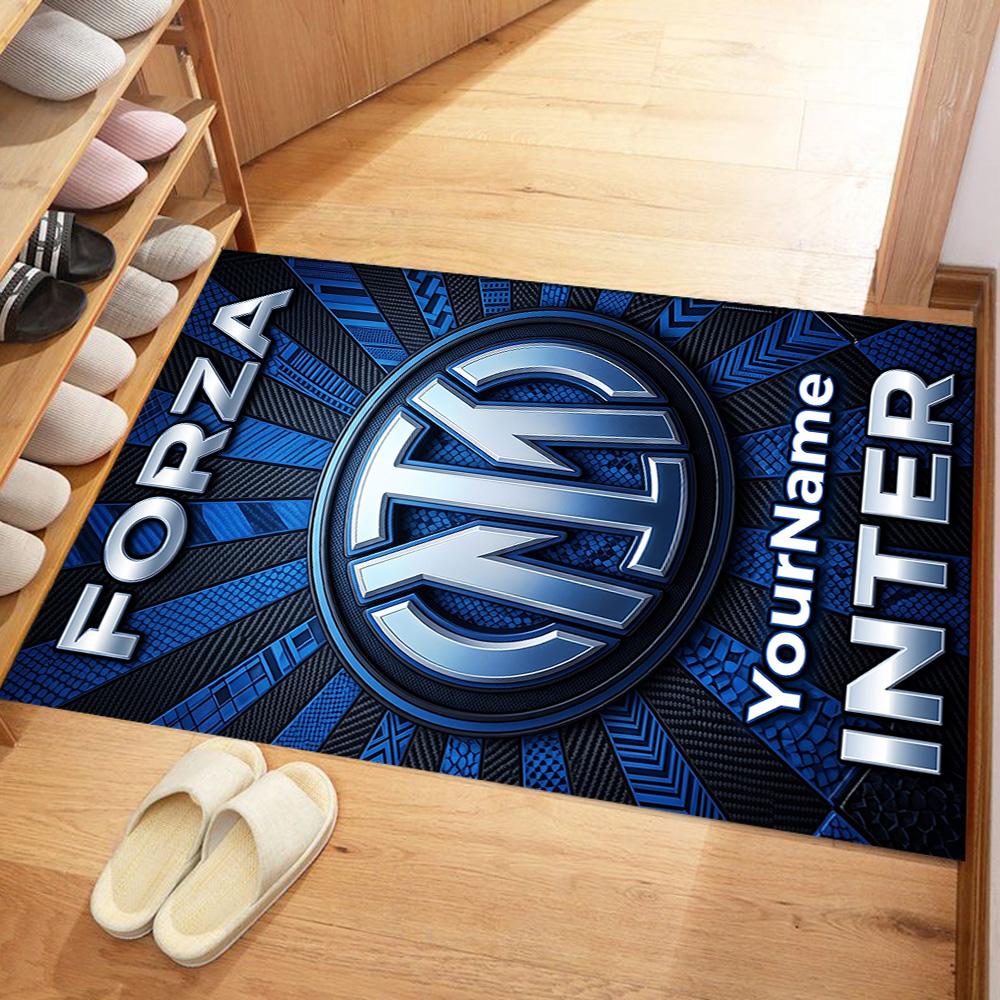 Inter Milan Customize Your Name Floor Rug Office Rug Suitable for Balcony Foyer Dining Room Entryway Antislip Carpet Decorate Offices Spiritual Gift