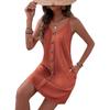 European and American Cross-border Sexy Dress Temperament Single-breasted Spring and Summer New Short Skirt Suspender Versatile Suspender Dress Women
