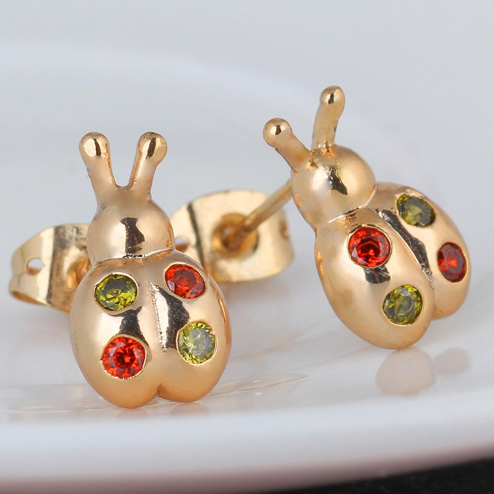 Women Lovely Cartoon Ladybug Earring Exquisite Zircon Ear Studs