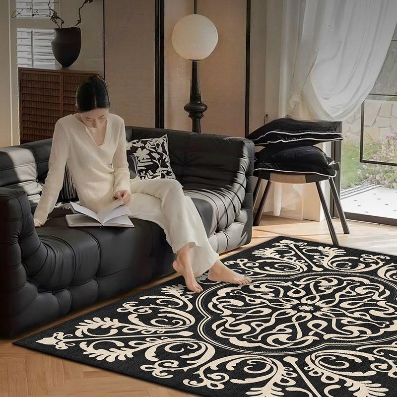 French Style Retro Decor Home Big Size Living Room Antiskid Rug Light Luxury Bedroom Bedend Carpet Easy Clean Coffee Tables Mat