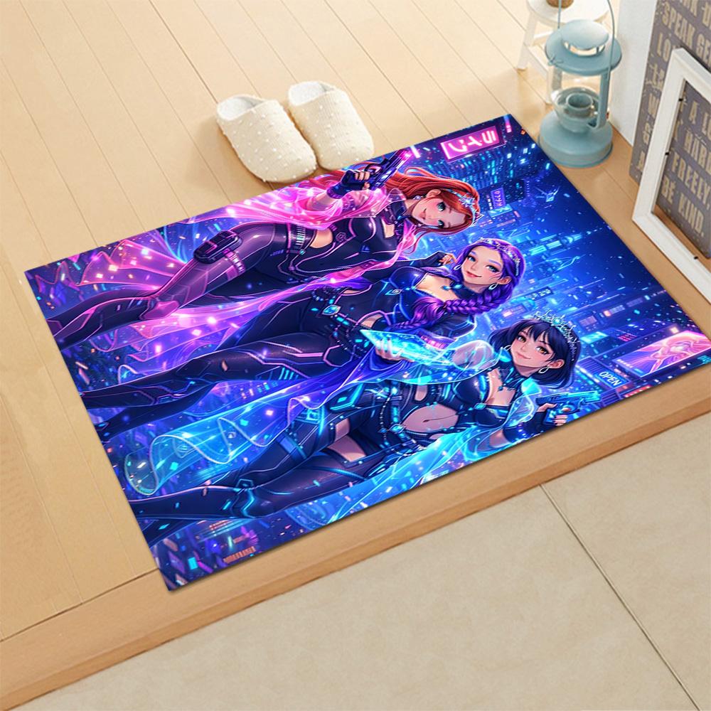 Magische Meisjes in Neonlichten vloerkleed voor woonkamers, slaapkamers, huisdecoratie en als cadeau.