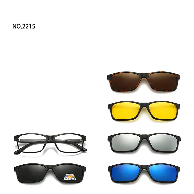 6 In 1 Magnetic Clip Sunglasses prescription Spectacles Men Women Polaroid Night Vision Lenses Glasses