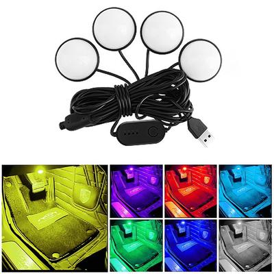 Car LED Ambient Light, Car Footlight, USB Powered, Vehicle Universal Decorative Light, Sound Reactive,