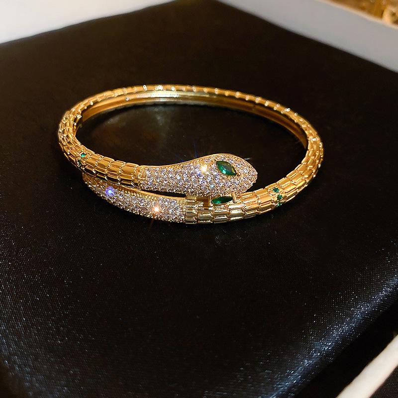 Gold Plated Zircon Titanium Steel Korean Minimalist Bangle | Versatile High-End Bracelet for Women