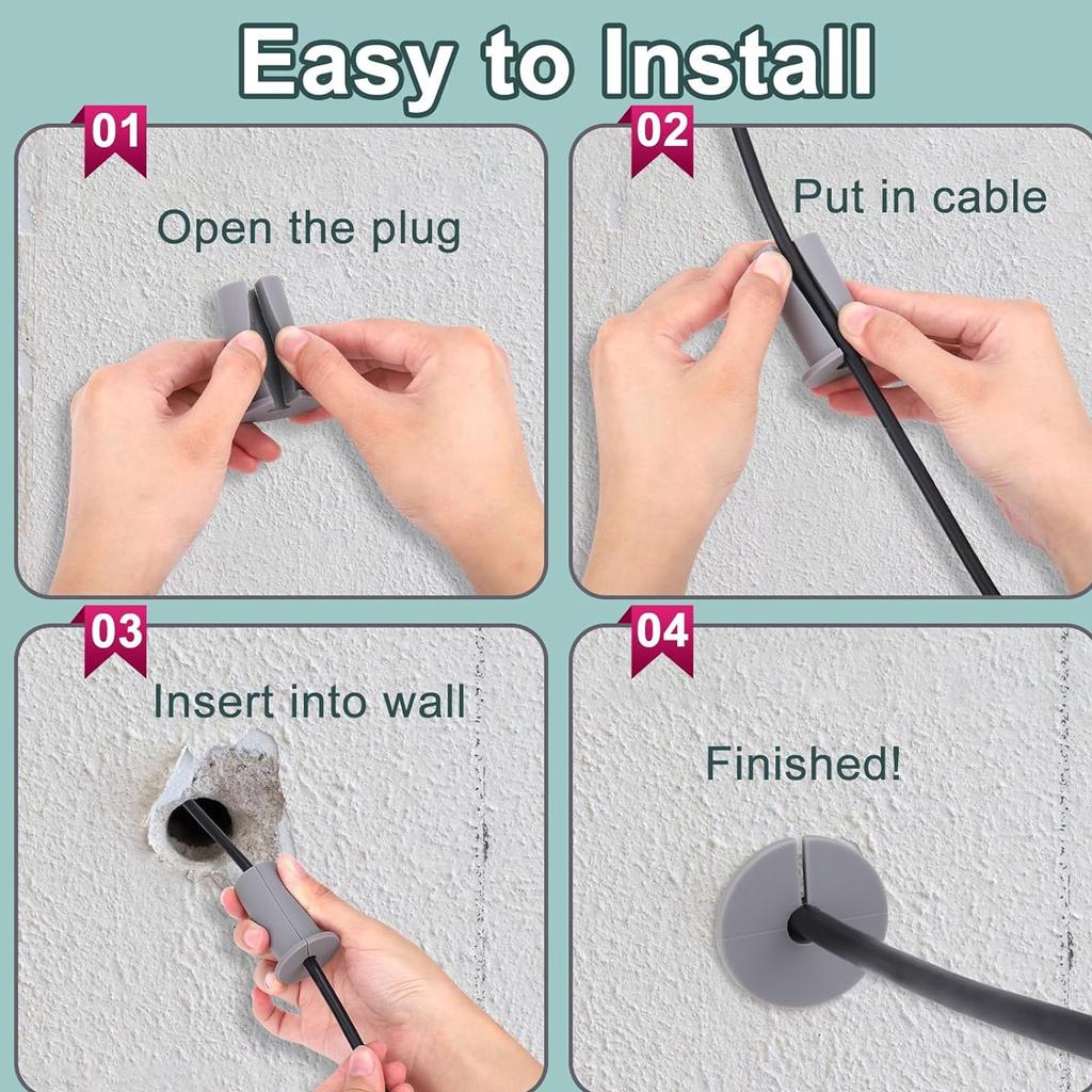 4PCS Ethernet Cable Grommet 1 Inch Rubber Cable Wall Pass Through Grommet for Home and Outdoors