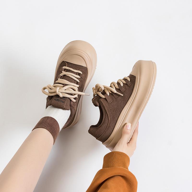 

Cold sticky platform bread shoes women s board shoes autumn and winter new casual shoes retro versatile low top comfortable 35 хаки