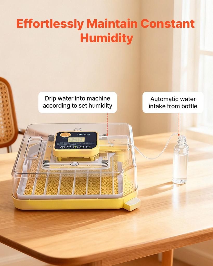 48 Egg Incubator, Automatic Egg Turner with LED Candler, Temperature Display & Auto Humidity Control, 360° View Clear Window, Poultry Eggs Incubator
