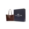 Coach Tote Bag 28 With Metal Logo Snap Closure Polished Pebble Leather Women tote bags Brass Maple CU056-B4MPL