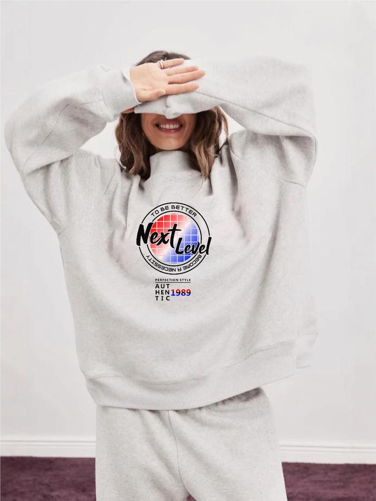 European Size Women's Hoodie: Cross-Border Loose-Fit, Comfortable Mid-High Collar, Long/Short Sleeve Options