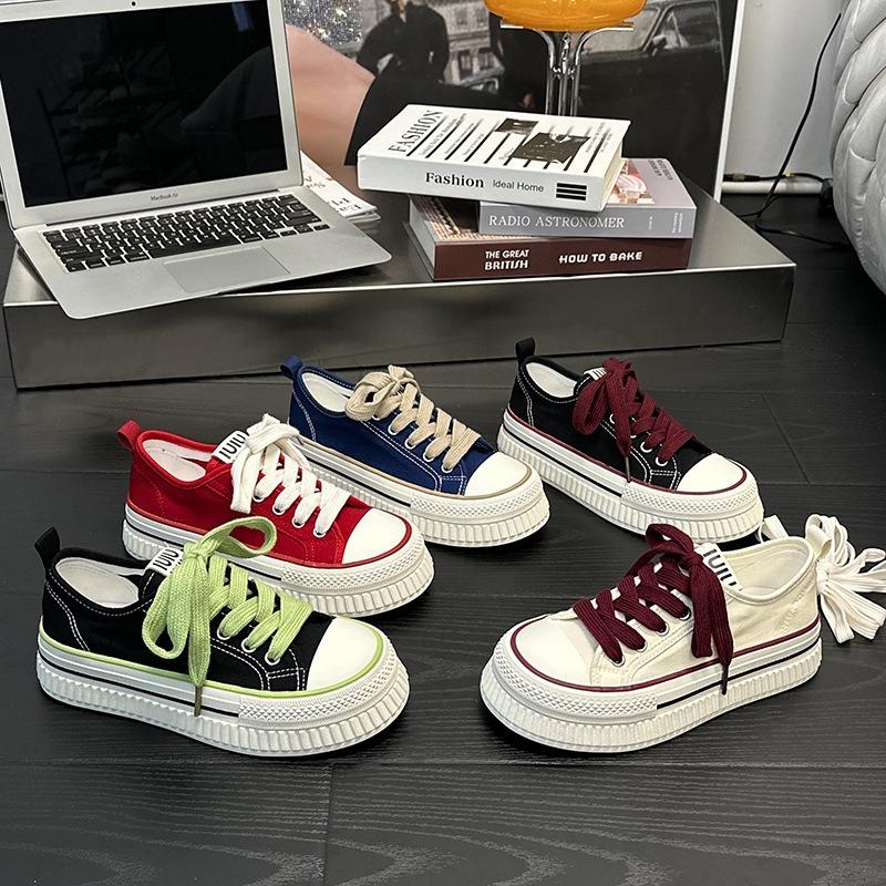 67 Original design heightening canvas shoes women's thick-soled round head white shoes casual heightening round head board shoes