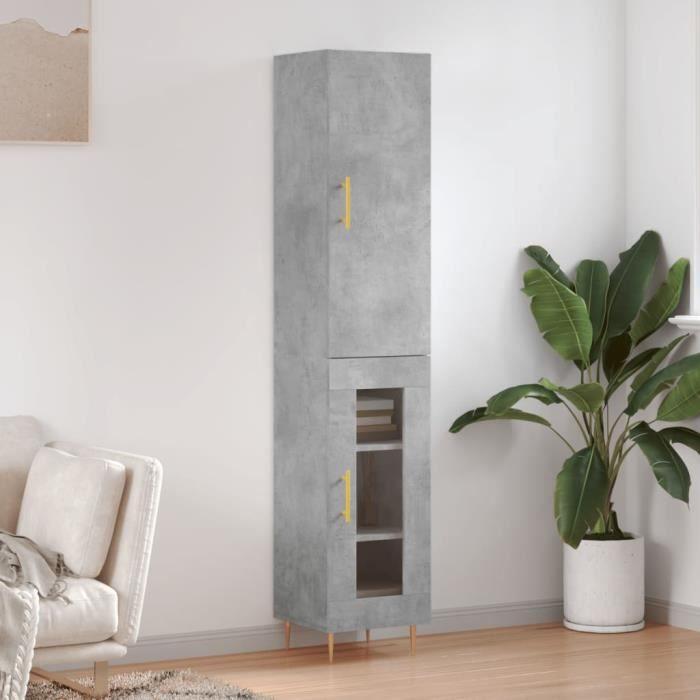 VidaXL Buffet haut Gris béton 34,5x34x180 cm Bois d'ingénierie 3199037