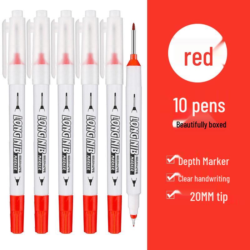 Long Tip Oil-Based Quick-Drying Marker Pen for Woodworking and Construction Deep Hole Marking