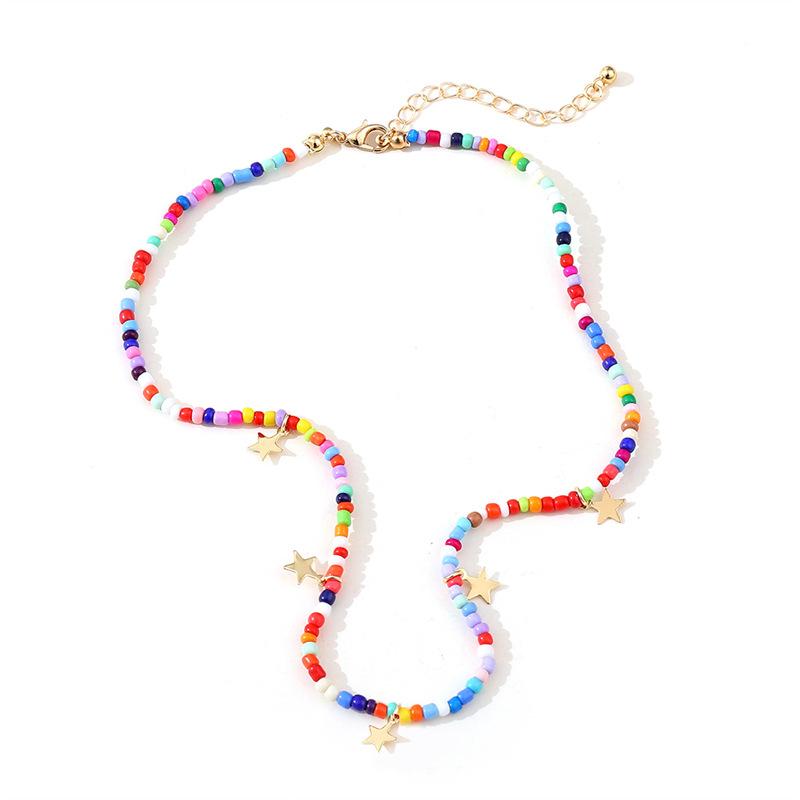 

Bohemian Colorful Mixed Rice Bead Necklace For Women красный