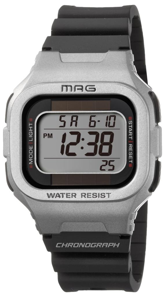 MAG Small Silver Digital Watch with Dual Power Waterproof and Urethane Small Size for Children MW-551A Functions, Strap,