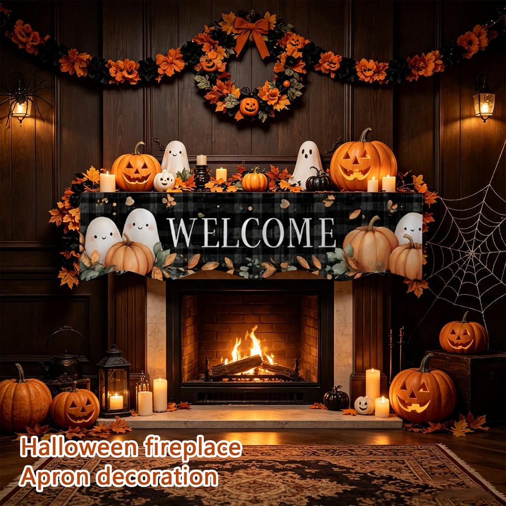 Halloween Fireplace Mantel Scarf Decorative Holiday Table Runner for Fall Home Decor