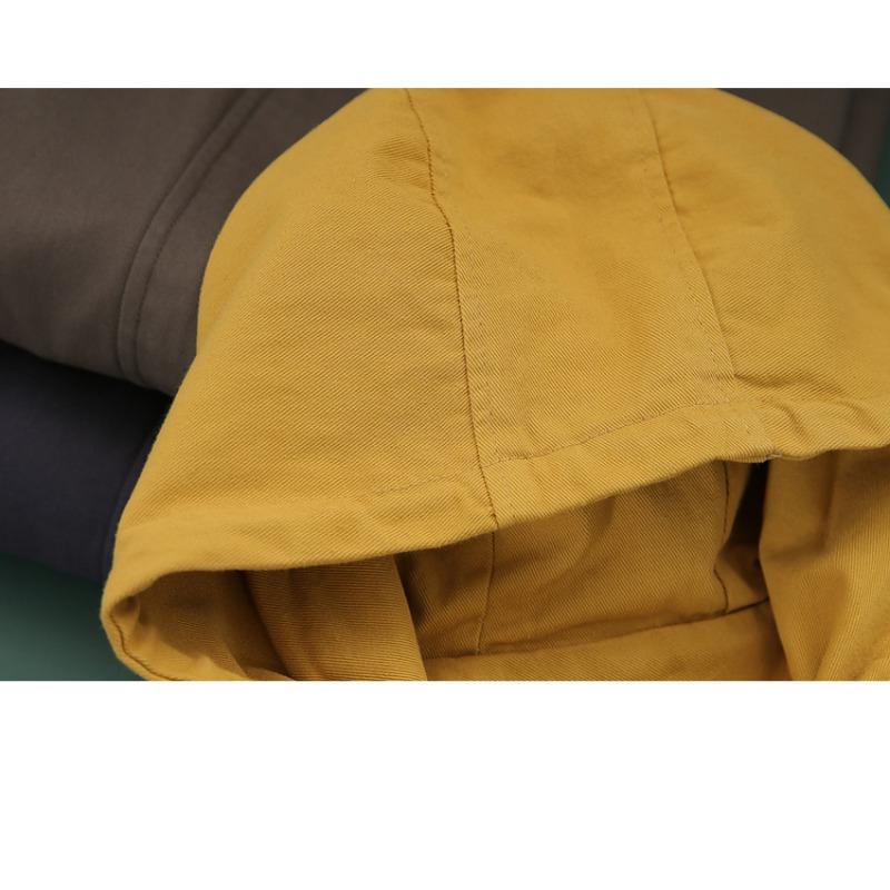 DIMANAF 2023 Femmes Longueur Coupe-Vent femme Grande Irrégulière Coréenne Ample À Capuche Mode Jaune Grande Taille Point Ouvert