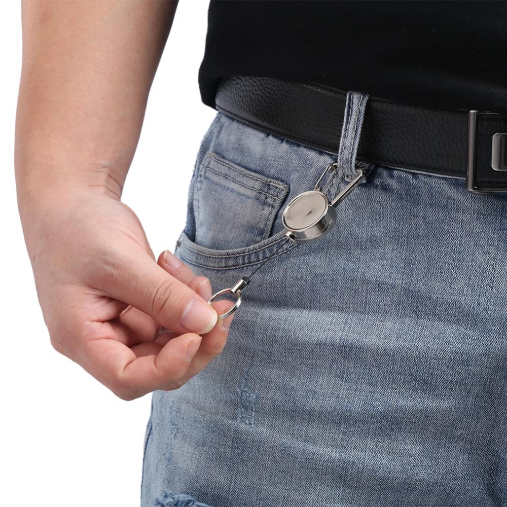 2 Pcs 2.5cm Key Chain All Metal ID Badge Holder Durable Belt Clip  Camping