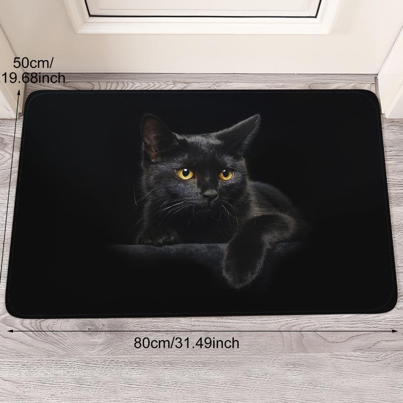 Niedliche schwarze Katze Fußmatte Strapazierfähige rutschfeste Eingangsmatte Perfekt für Tierliebhaber Heimdekor Verleiht Ihrem Eingangsbereich skurrilen Charme
