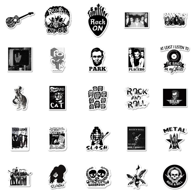 10/25/50pcs Metal Rock Music Singer Stickers Graffiti for Guitar DIY Travel Luggage Motorcycle Skateboard Bicycle Car Waterproof