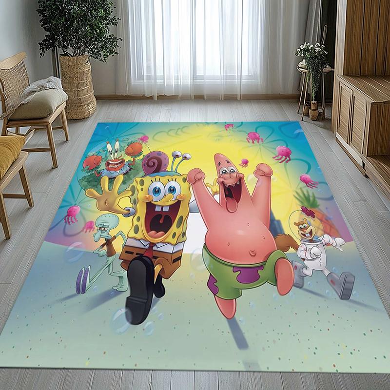 Lustiger S-SpongeBob Patrick Stern Cartoon Wohnzimmer Rutschfeste Teppichmatte Weicher Teppich für Schlafzimmer Spielzimmer Sofa, Heimdekoration Fußmatte