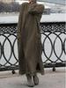 Solid Color Round Neck Loose Lace Plus Size Knitted Pullover Dress