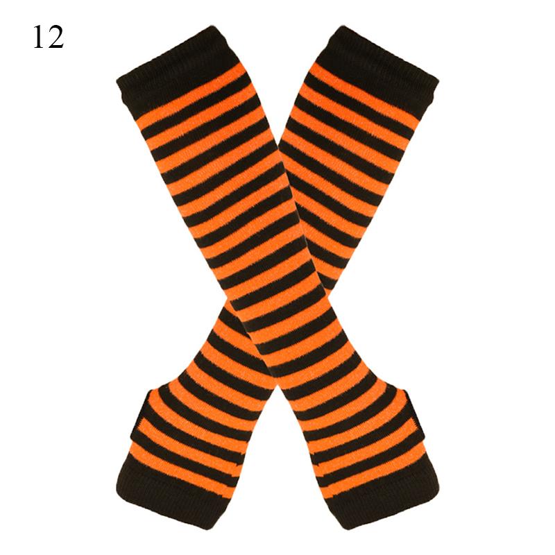 Fashion Women Striped Elbow Gloves Y2K Warmer Knitted Long Fingerless Gloves Christmas Gifts Classic Black And White Wristband