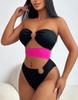 Women's Swimsuit Black Strapless Back Tied One-piece Swimsuit Bikini Beachwear Bathing Suits