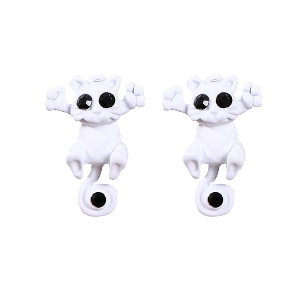 1 Pair Women Earrings Animal Cartoon Ear Studs Cartoon Push-back Earrings - Black White